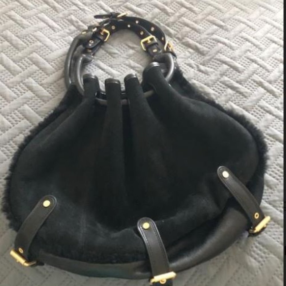 Ugg Black Suede Hand bag | Black Leather bottom
